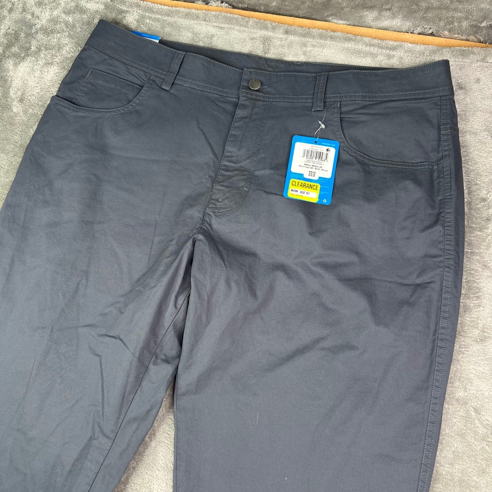 Columbia Rapid Rivers Pants Mens 38x32 Gray Solid Straight Leg Cotton Blend